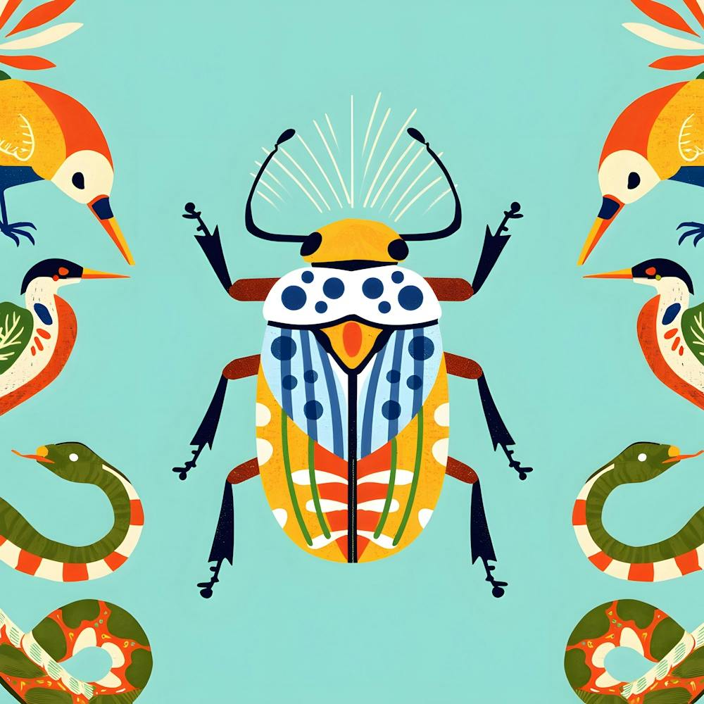 Colorful Pattern of Exotic Insects and Birds: Playful Nature