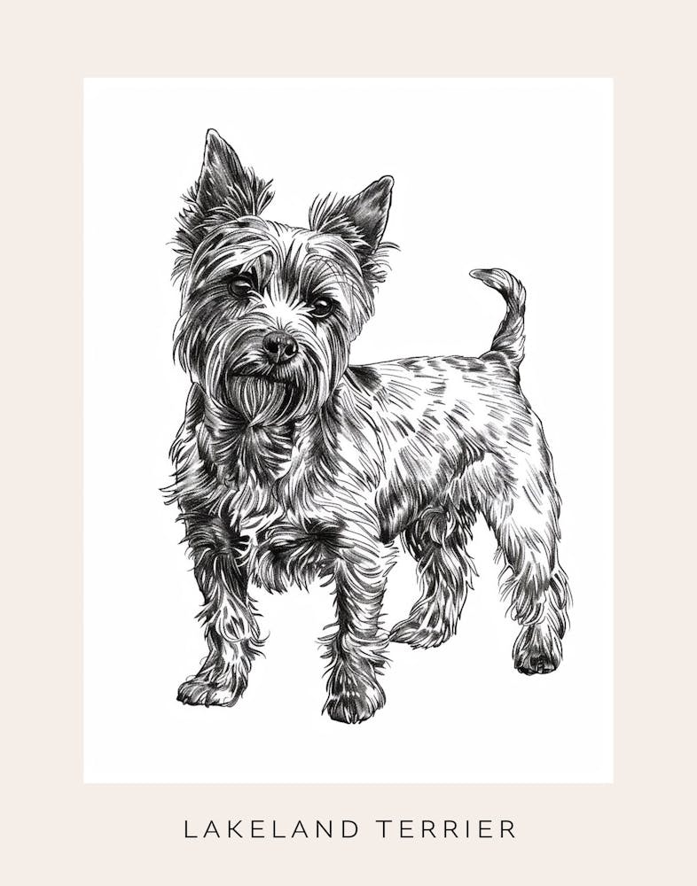 Lakeland Terrier Dog Line Sketch 2 Poster