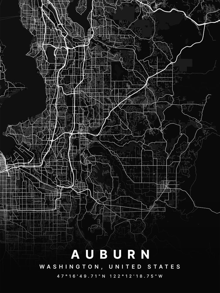 Auburn Alabama USA Black Map