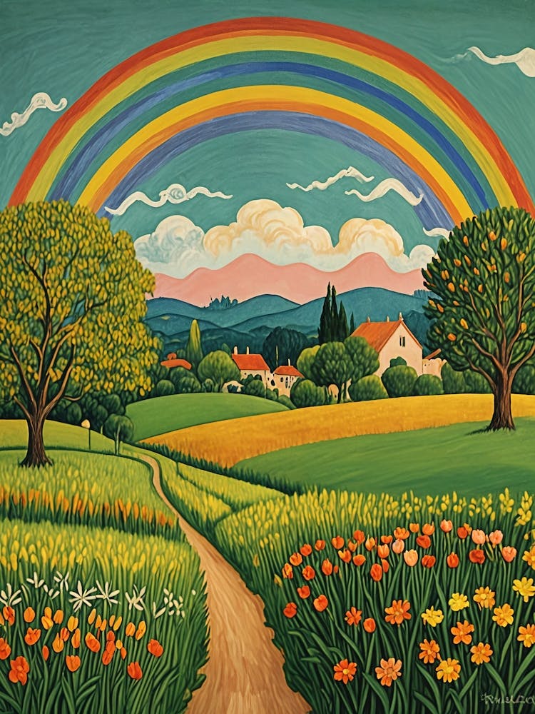 Rainbow Over A Field