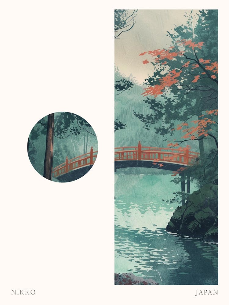 Nikko Japan 7 Cut Out Travel Poster