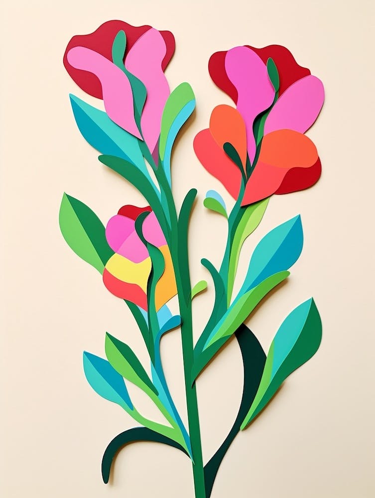 Cut Out Style Flower Art Sweet Pea 1