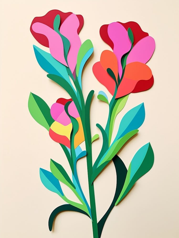 Cut Out Style Flower Art Sweet Pea 1