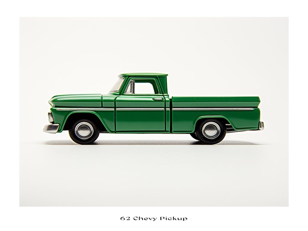 Toy Car 62 Chevy Pickup Green Poster