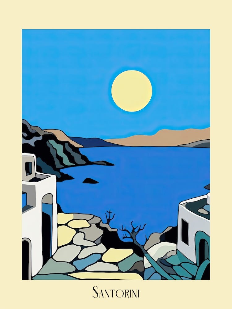 Poster Of Minimal Design Style Of Santorini, Greece 4