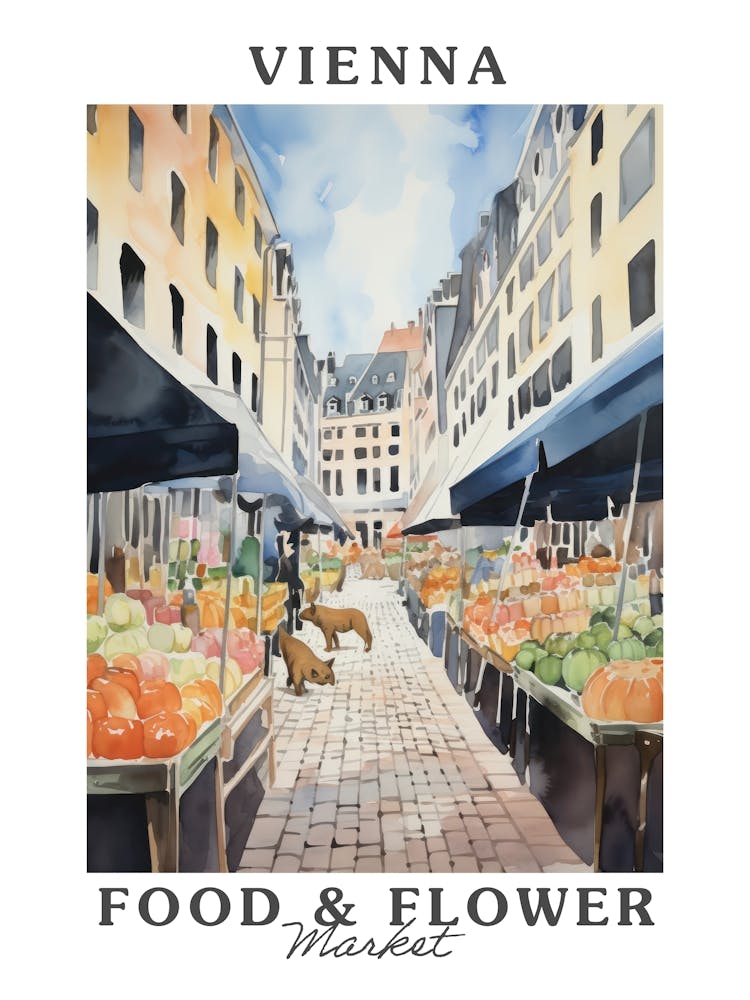 Food Market With Cats In Vienna 4 Poster