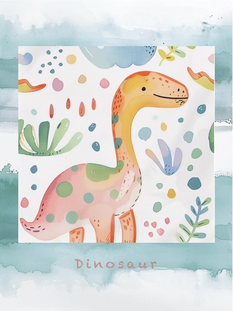 Cute Muted Pastels Pattern Dinosaur 1 Poster