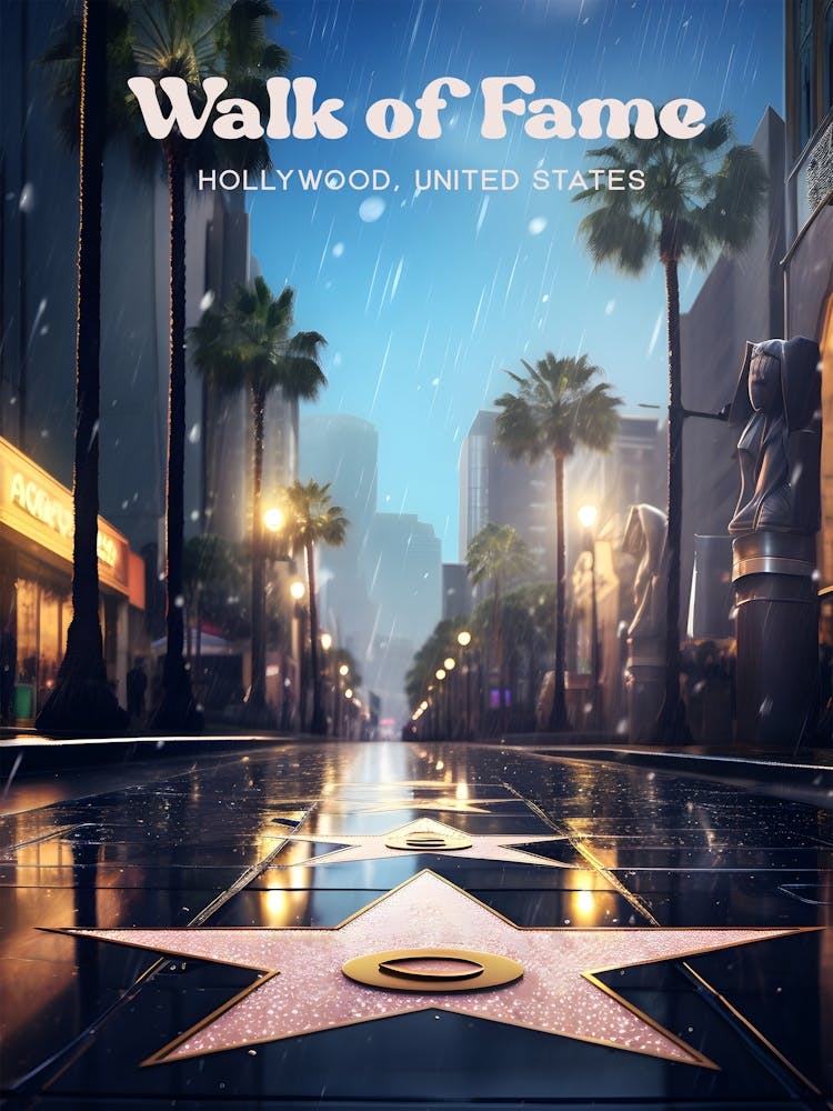 Hollywood Walk of Fame Celebrity Travel Illustration