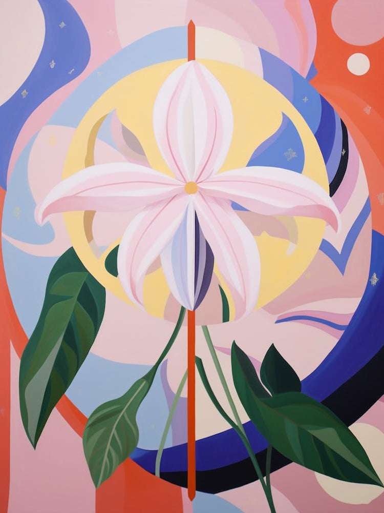 Lily 2 Hilma Af Klint Inspired Pastel Flower Painting