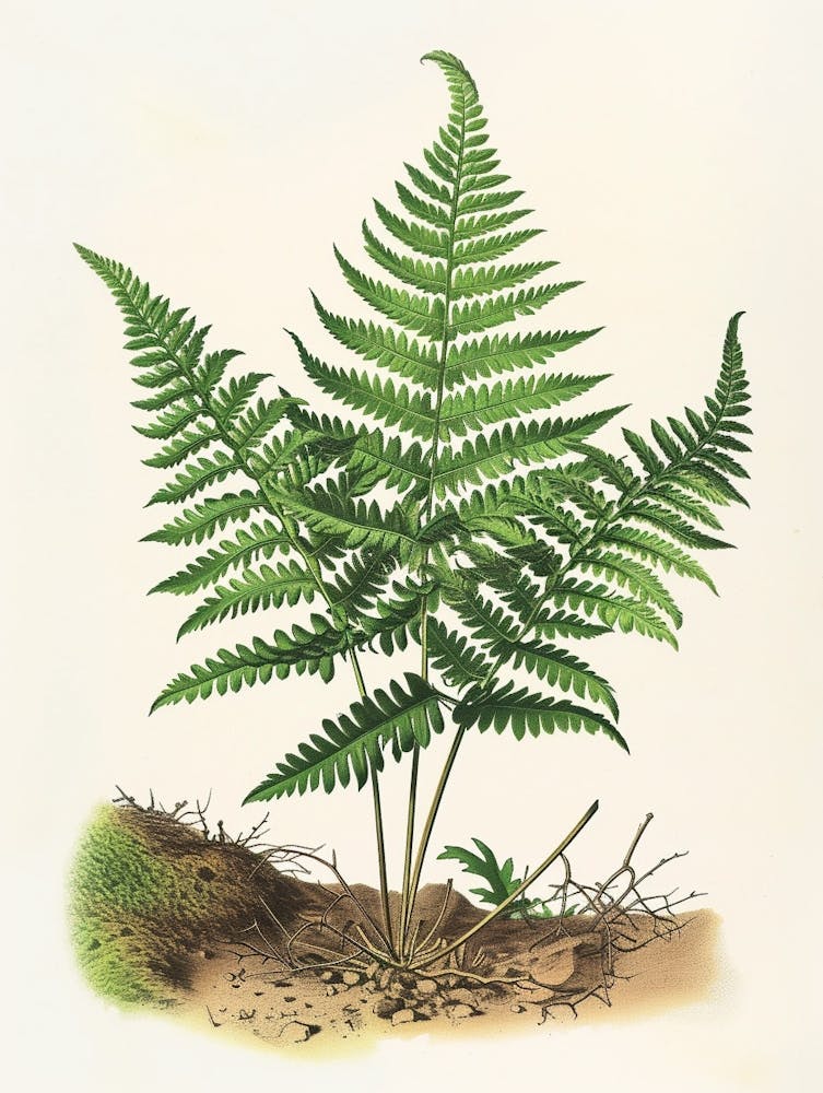 Vintage Illustration Japanese Tassel Fern 3