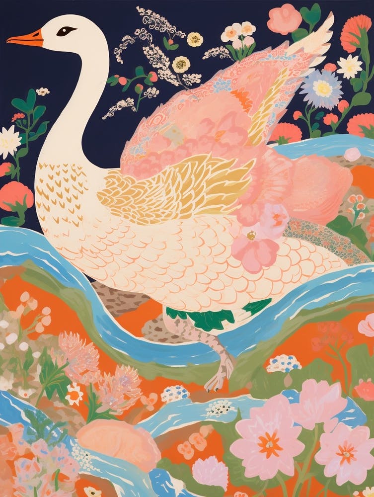 Maximalist Bird Painting Swan 6