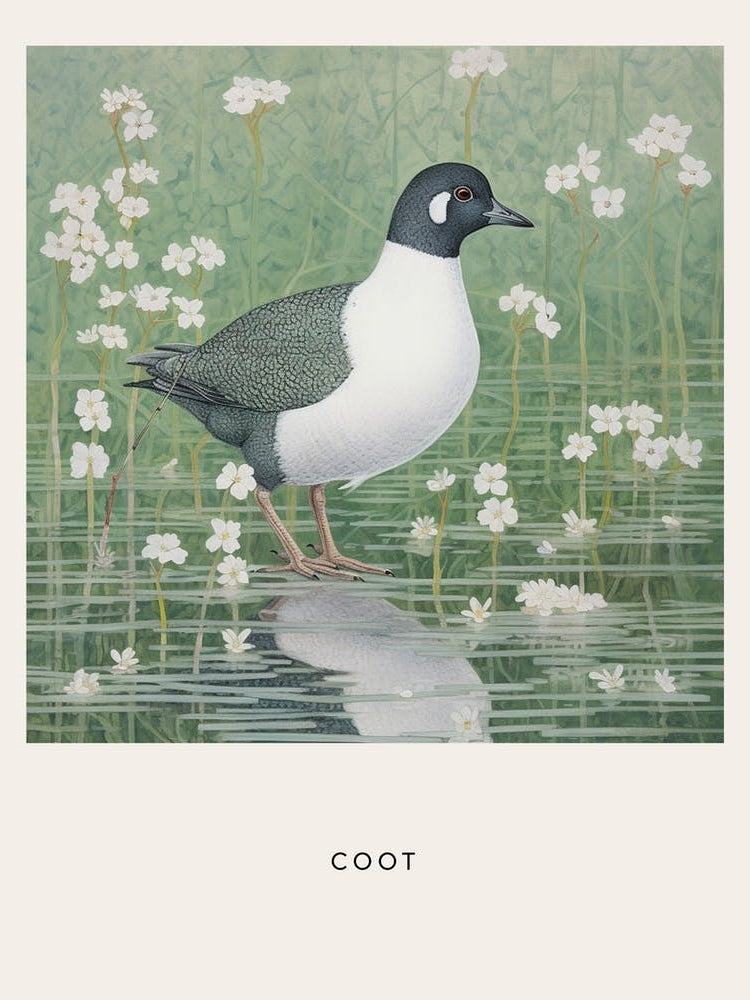 Ohara Koson Inspired Bird Painting Coot 3 Poster
