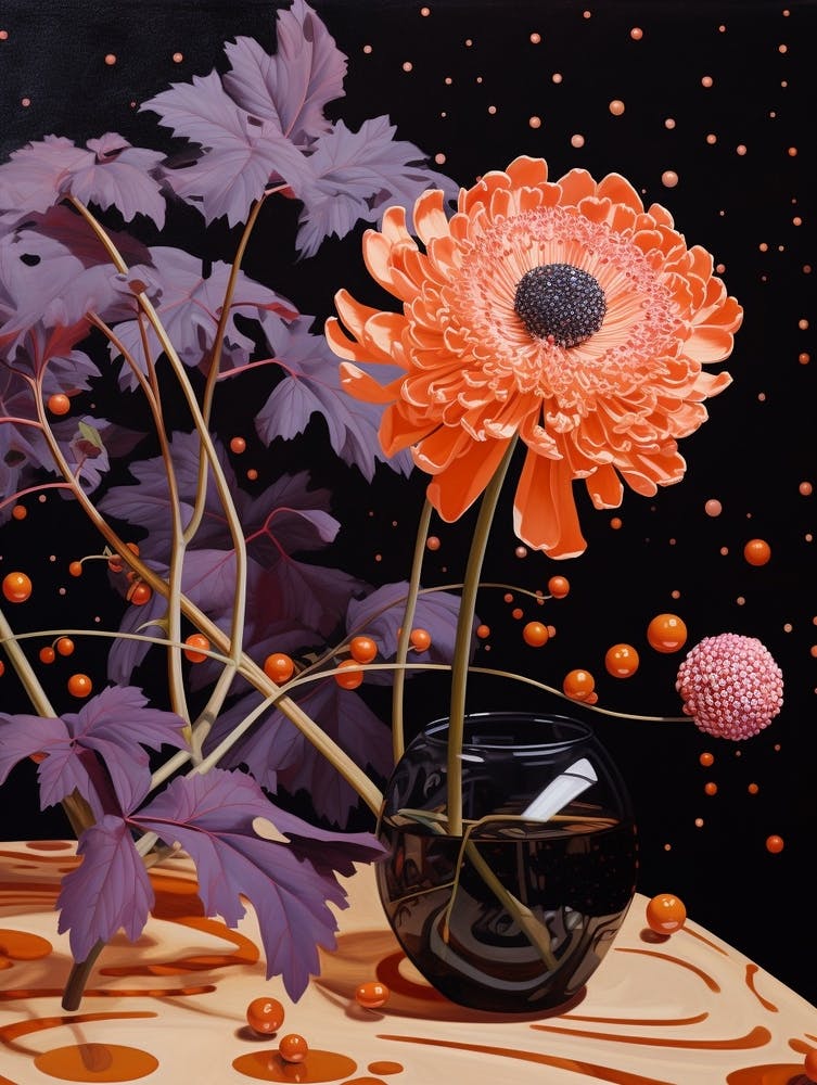 Surreal Florals Cineraria 4 Flower Painting