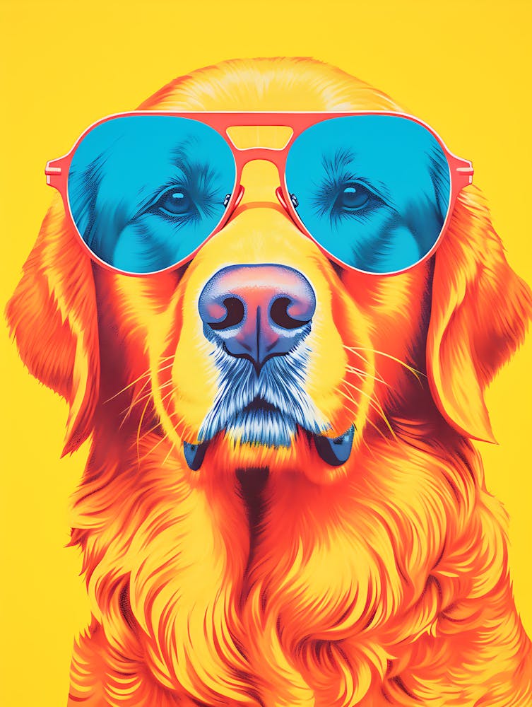Golden Retriever Avec Lunettes de Soleil 1