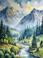 Dachigam National Park Watercolor Painting