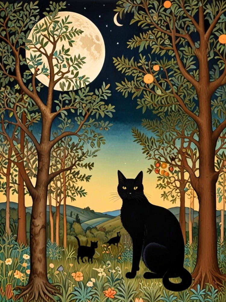 William Morris Cat In The Moonlight 44