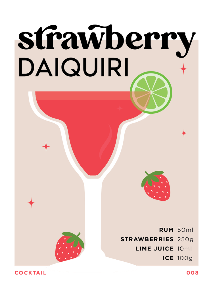 Strawberry Daiquiri in Beige Cocktail Recipe