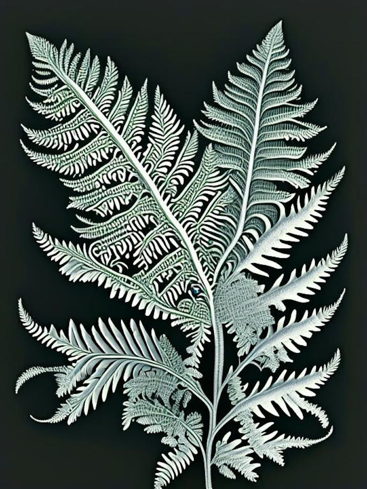 Silver Lace Fern 2 Vintage Botanical Poster