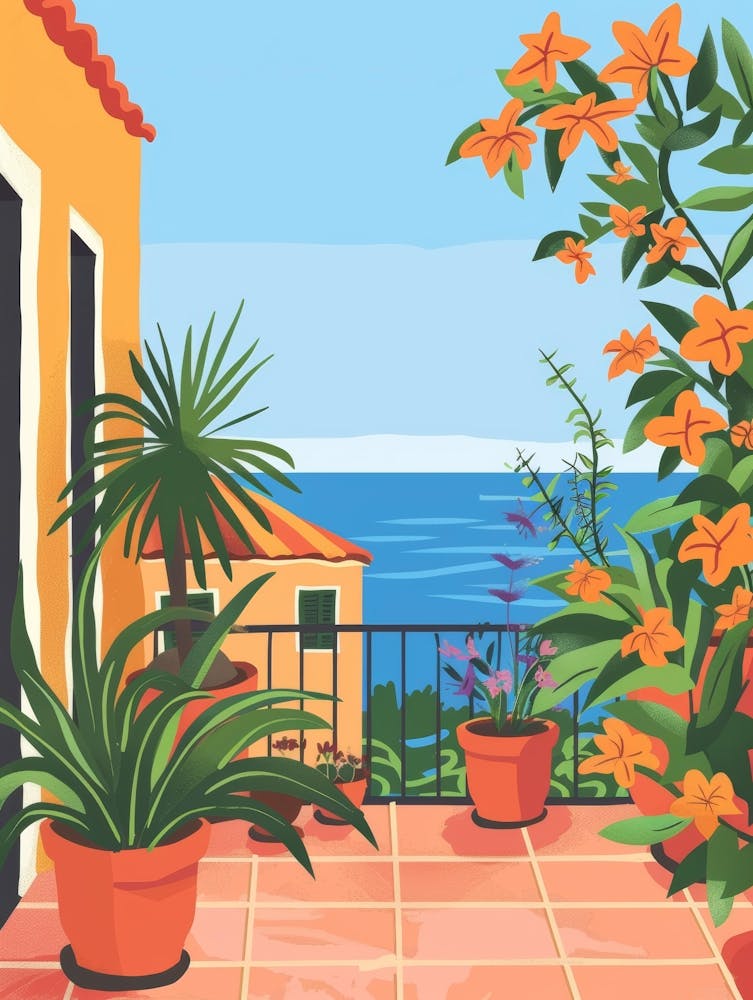 Balcony With Potted Plants