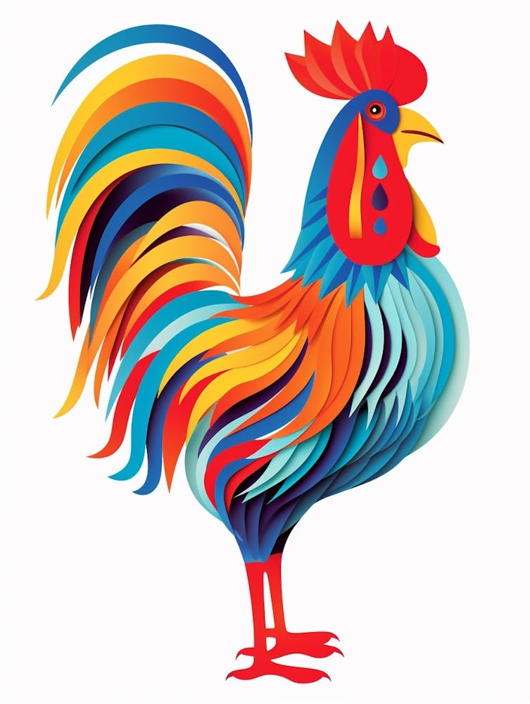 Colourful Geometric Bird Rooster 4