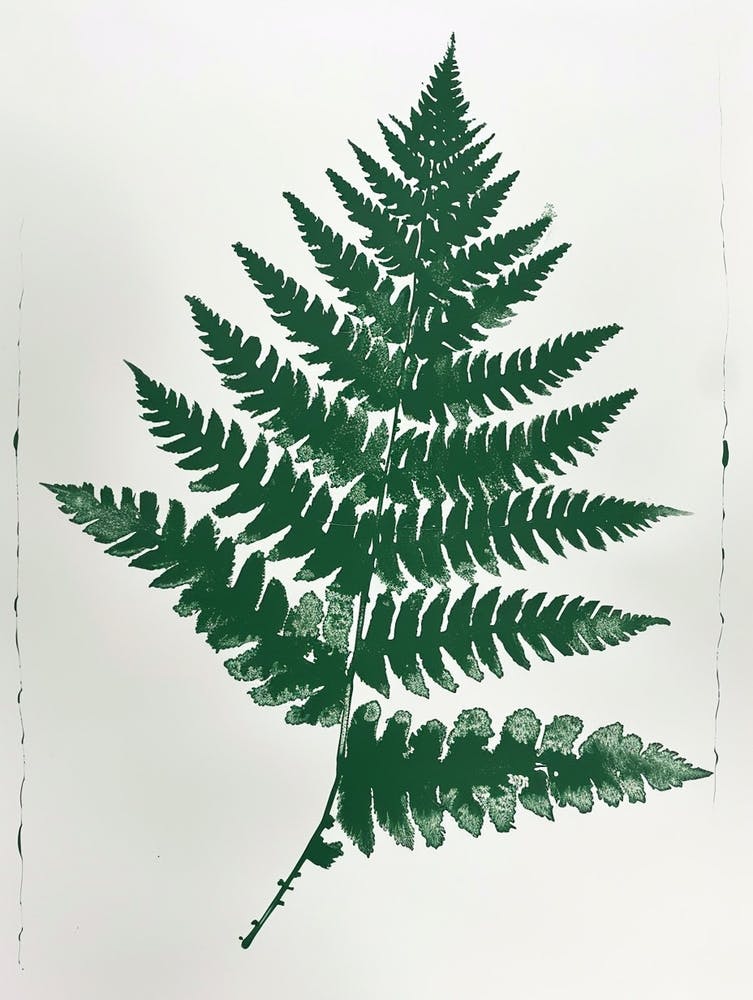 Green Ink Painting Of A Royal Fern 2