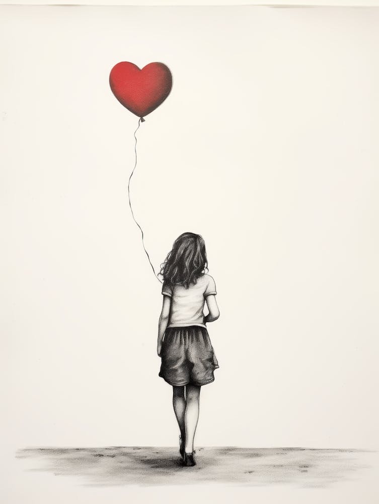 Little Girl With Heart Balloon 1