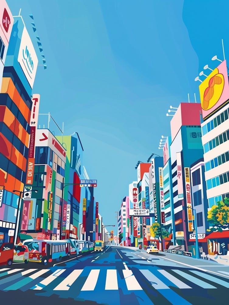 Akihabara Tokyo 2 Colourful Illustration