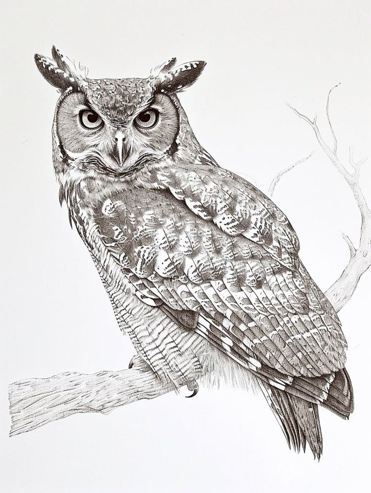 African Wood Owl Drawing 1