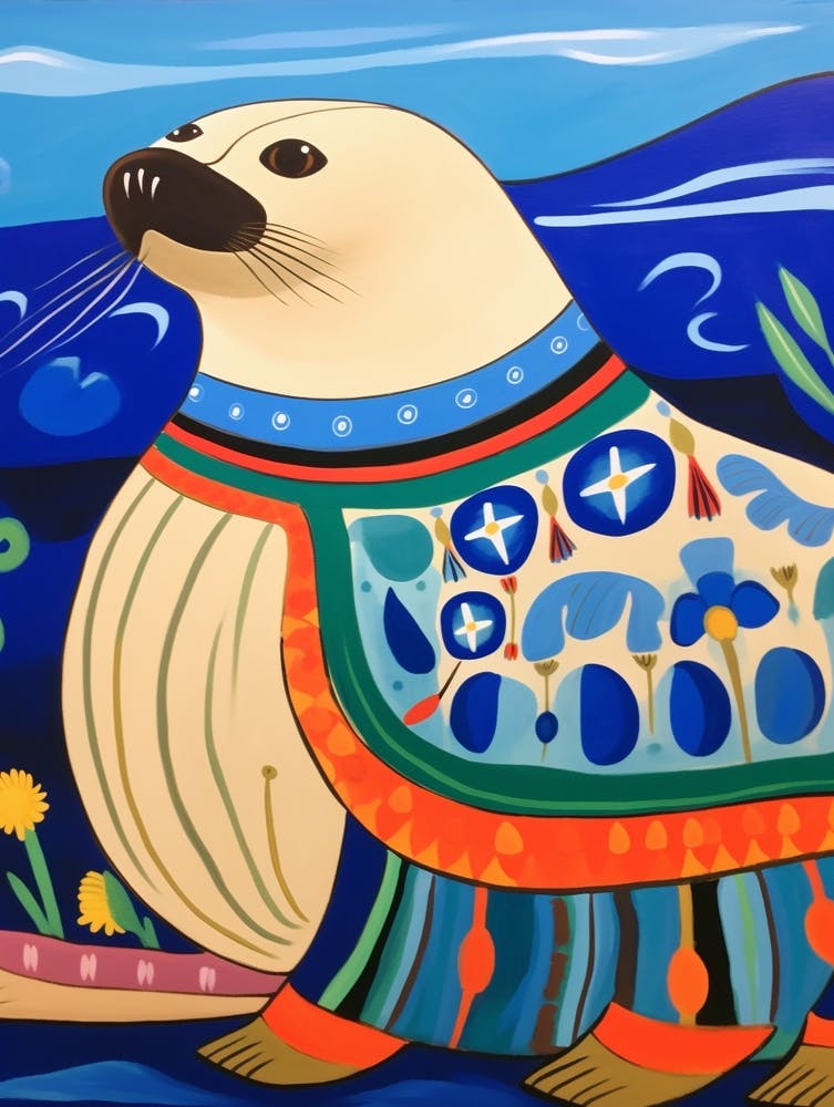Maximalist Animal Painting Sea Lion