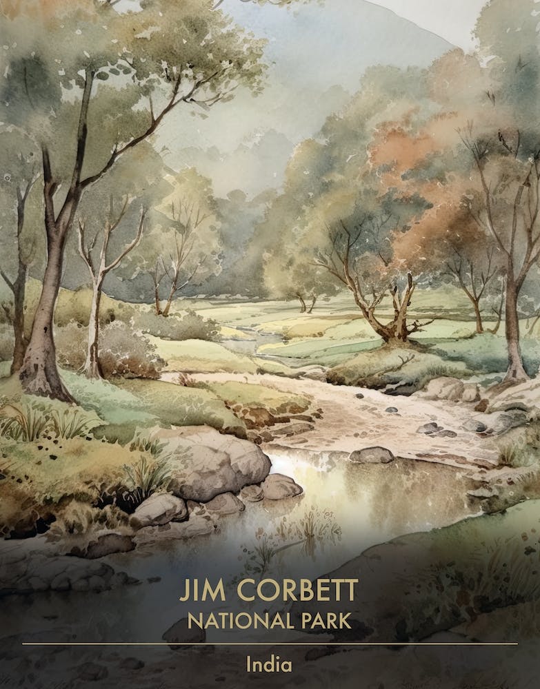 Jim Corbett National Park India Watercolour 1