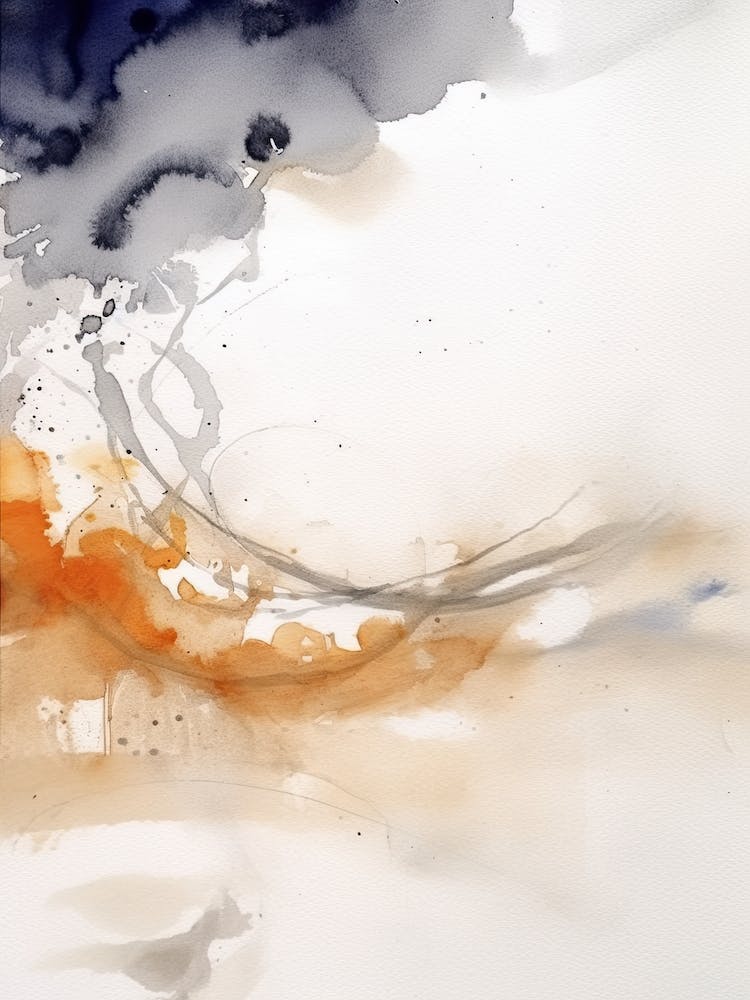 Watercolour Abstract White And Orange 6