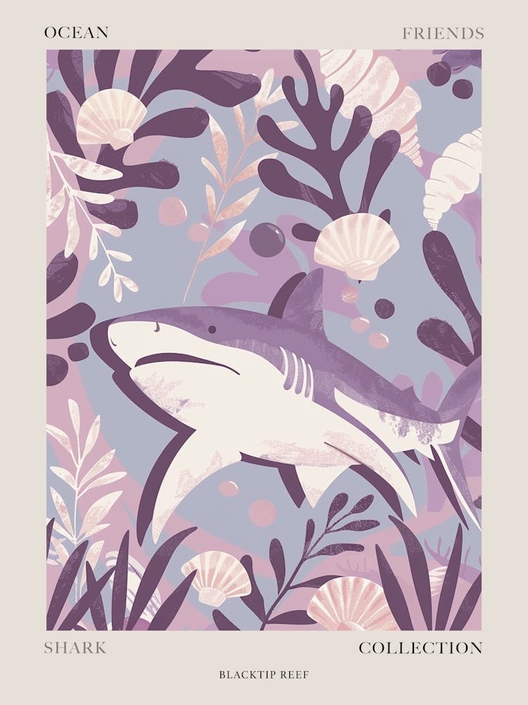 Purple Blacktip Reef Shark Illustration 2 Poster