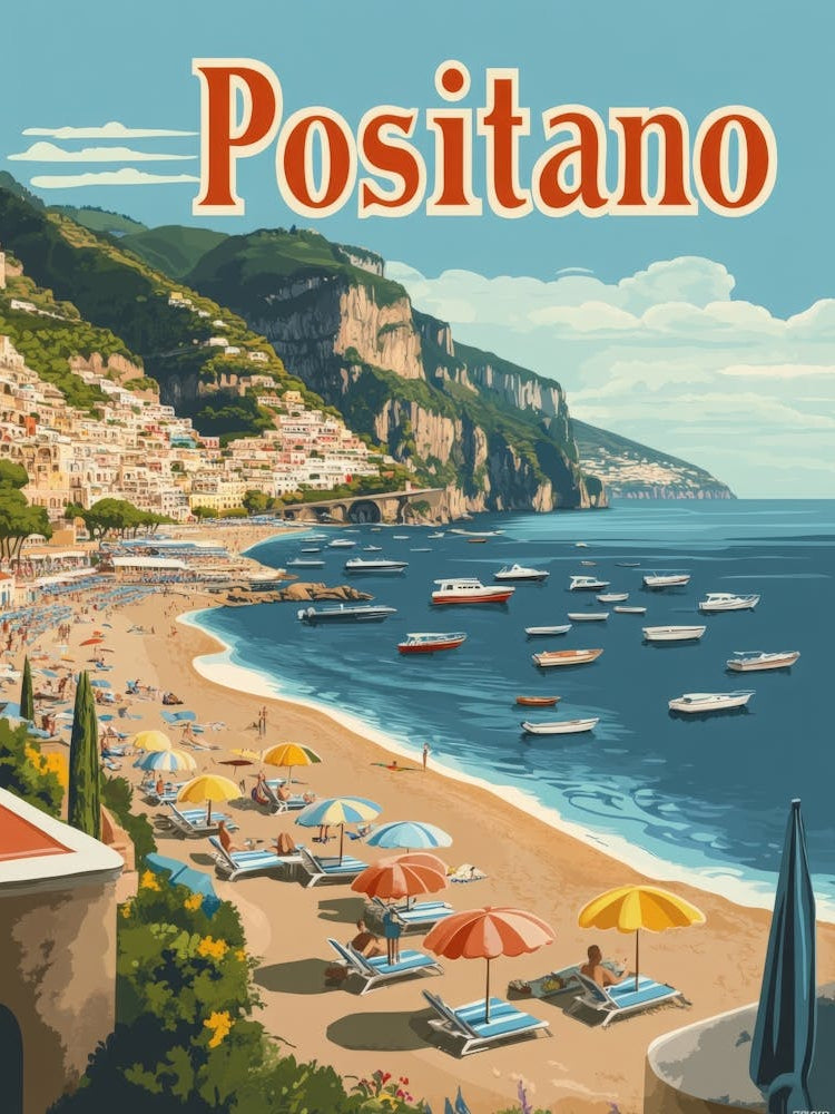 Aihrgdesign A Classic 1960s Travel Poster For Positano 1