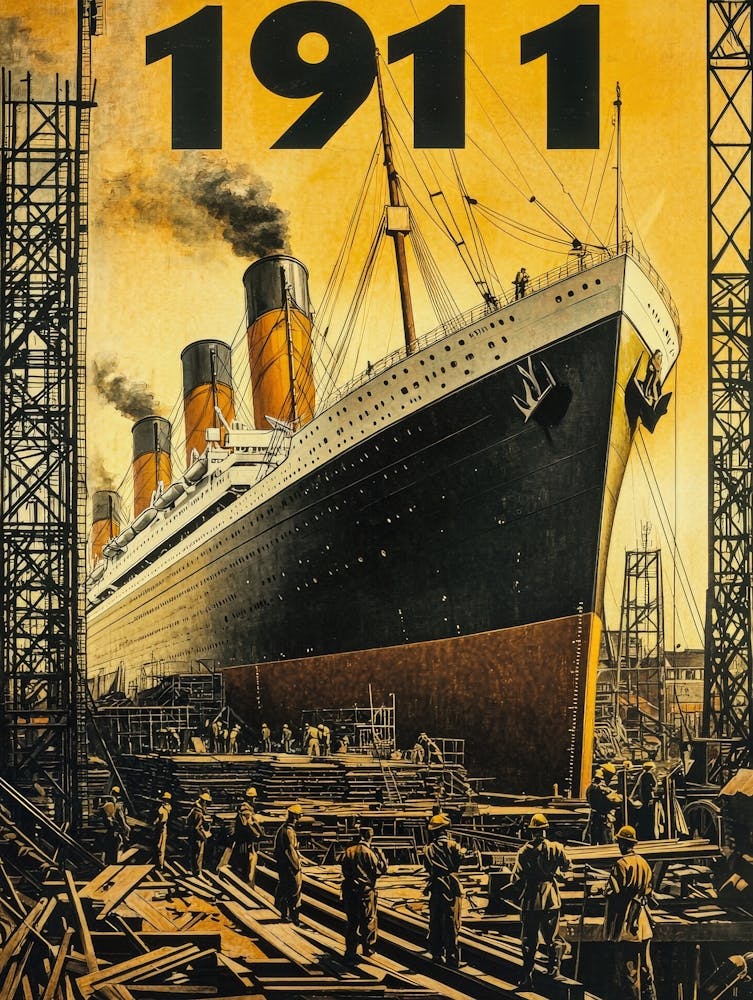 Aihrgdesign A Vintage Engineering Poster Showing The Titanic 4