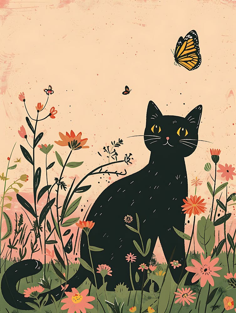 Black Cat In The Meadow 3