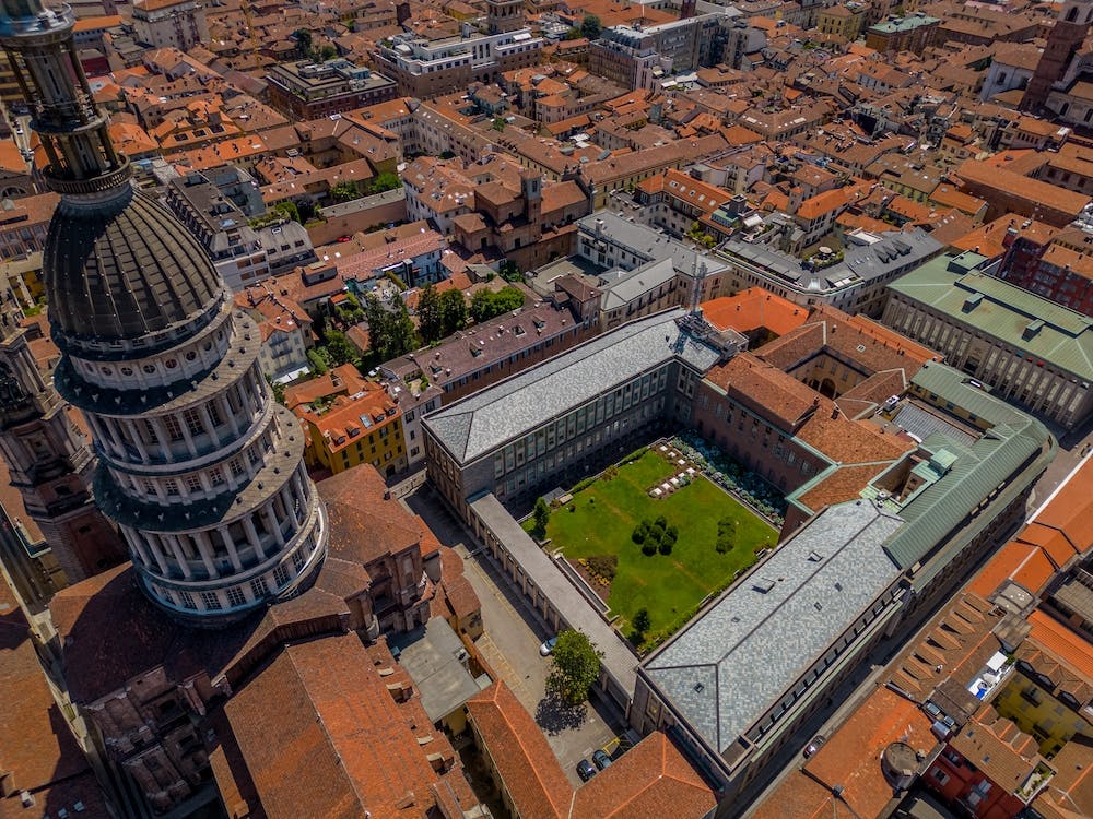 Italy architecture from above. Basilica of San Gaudenzio.  Novara. Piedmont. Italy. Aerial  photography