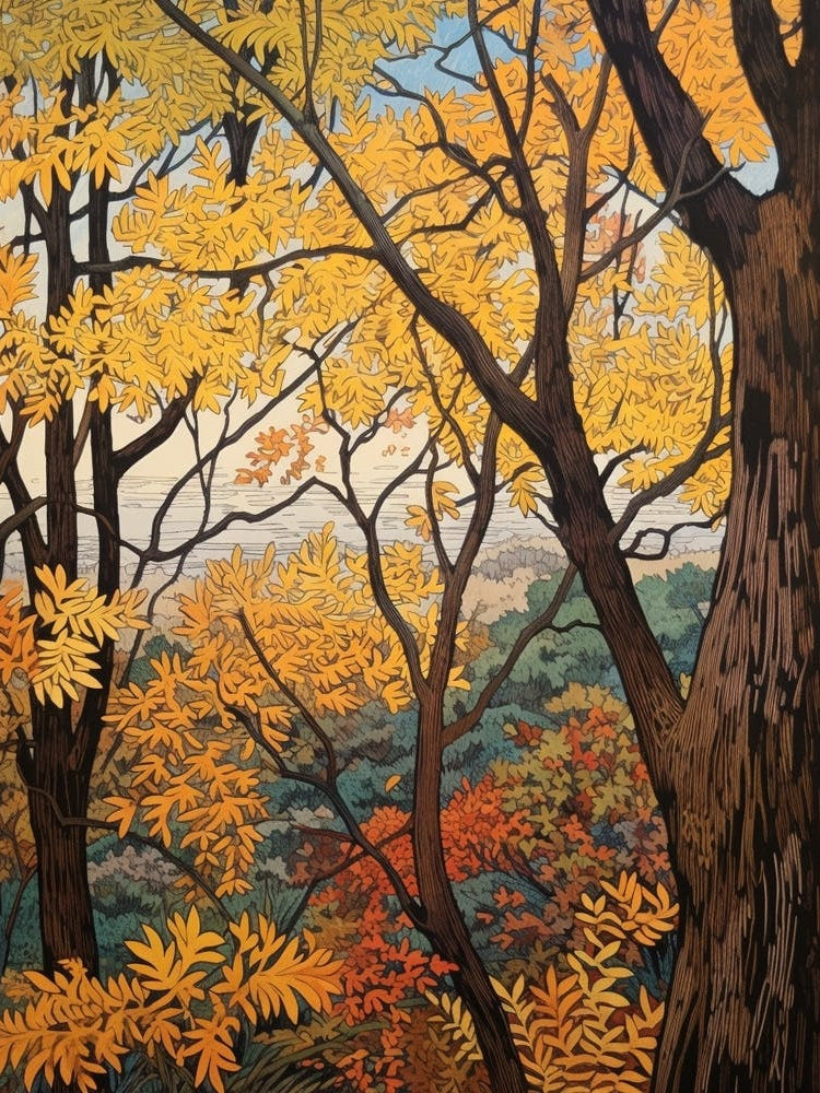 Black Locust 1 Vintage Autumn Tree Print 