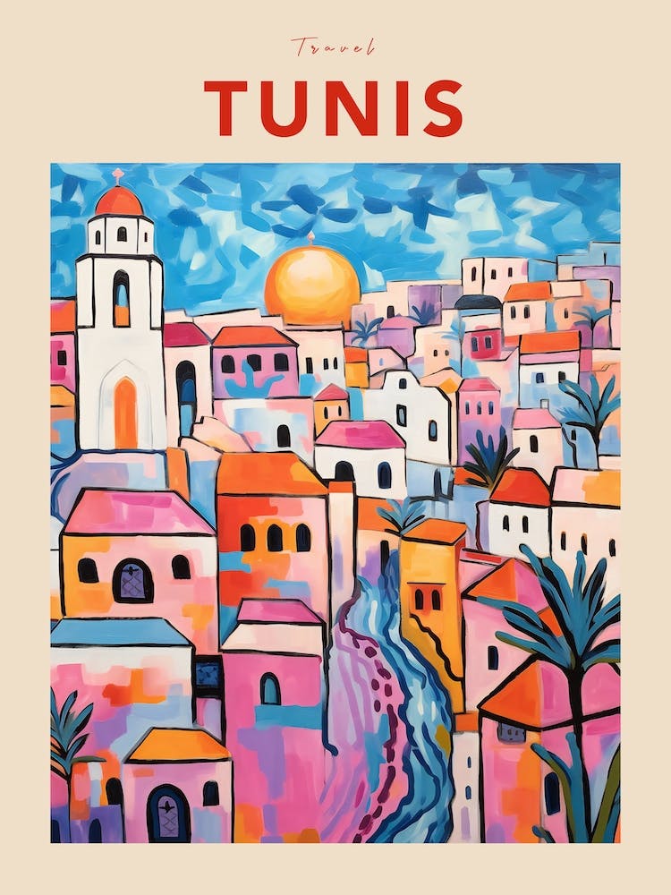 Tunis Tunisia 4 Fauvist Travel Poster