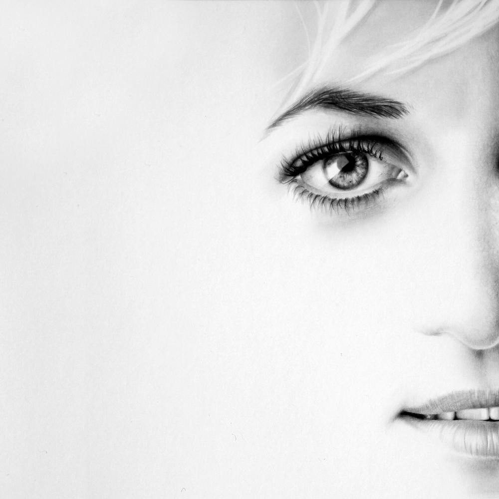 Princess Diana Pencil Drawing Minimal Portrait Black and White