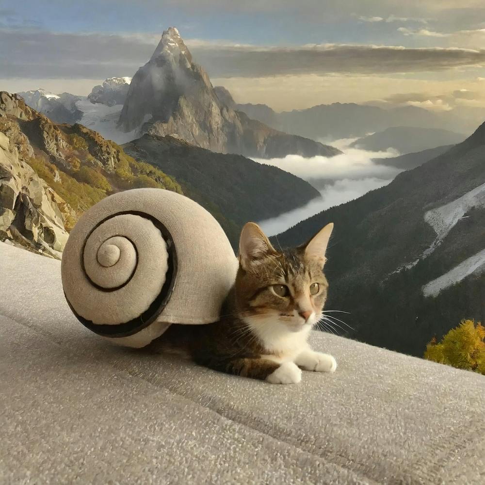 Cat Snail in the Mountain
