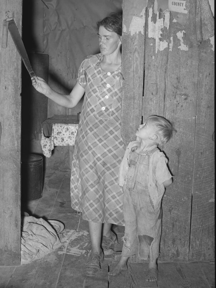 Mother And Son, Tenant Farmers, Hill Section Of Mcintosh County, Oklahoma By Russell Lee