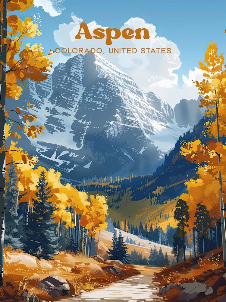 Aspen Cityscape Digital Travel Art
