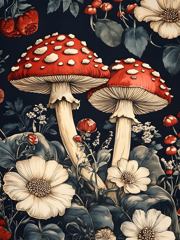 Mushrooms And Flowers 2