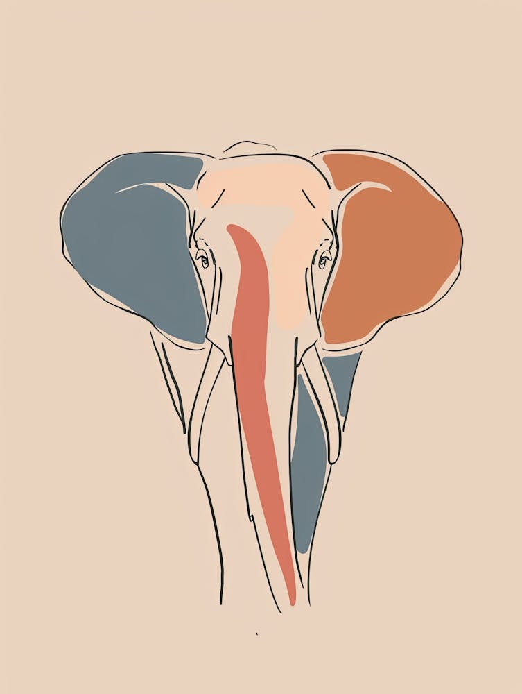 Elephant - Boho, Line Art 22