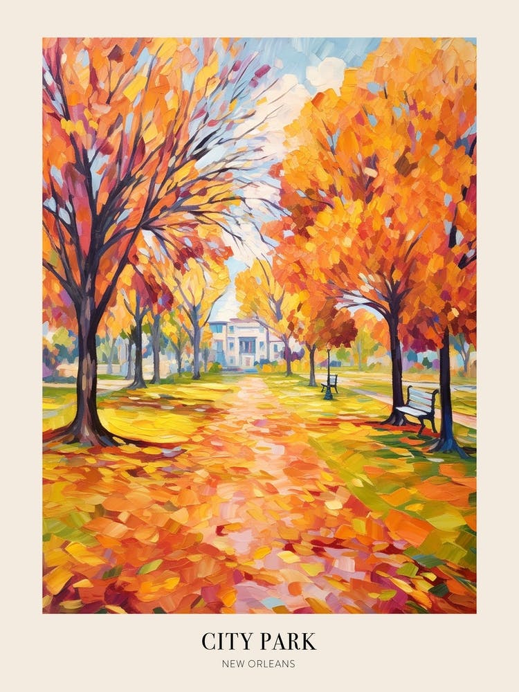 Autumn City Park Painting City Park New Orleans United States Poster