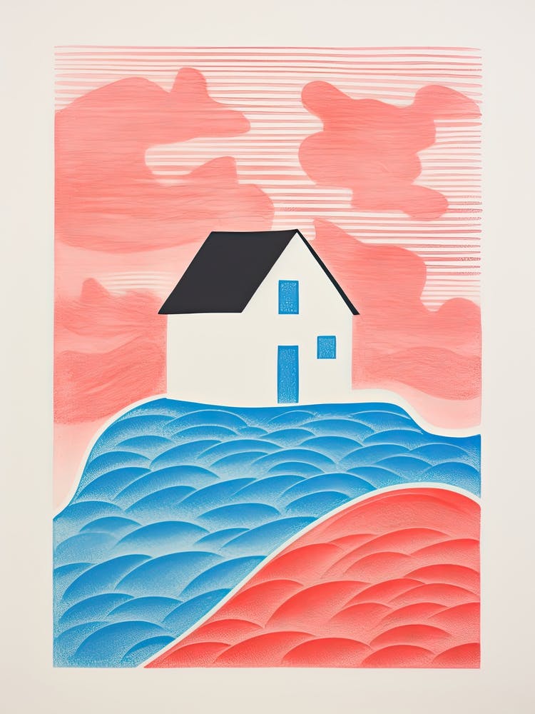 A House In Cape Cod, Abstract Risograph Style 1