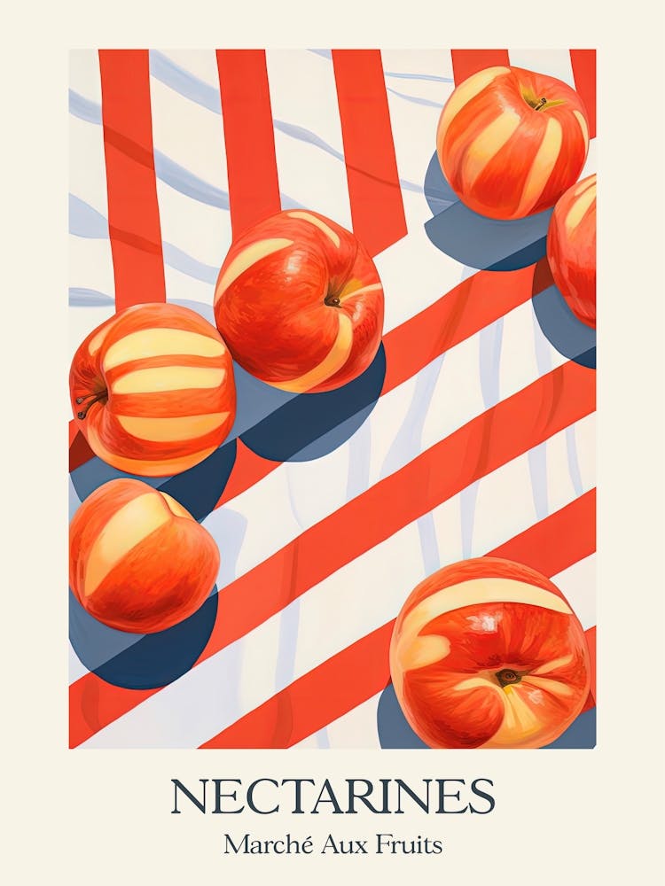 Marche Aux Fruits Nectarines Fruit Summer Illustration 4