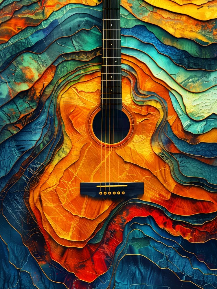 Abstract Guitar Painting music art 1