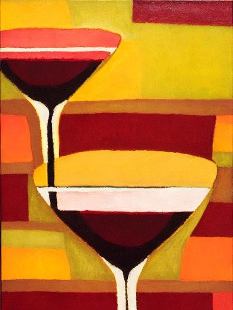 Chocolate MCocktail Poster artini Paul Klee Inspired Abstract Cocktail Poster