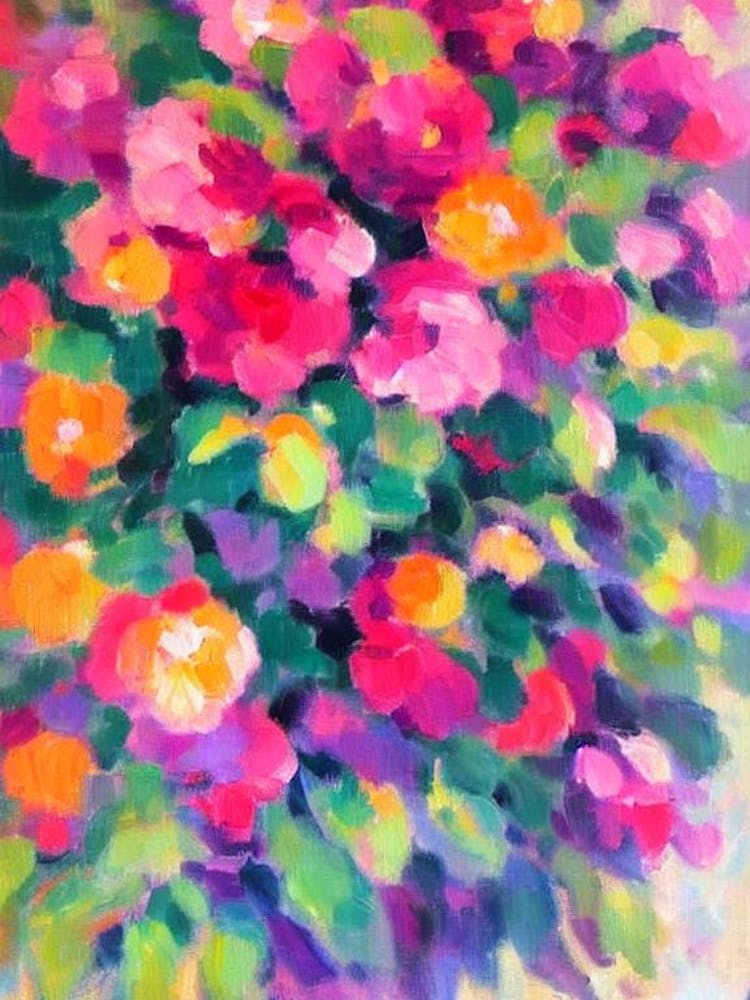 Fuchsia Floral Print Abstract Block Colour 1 Flower